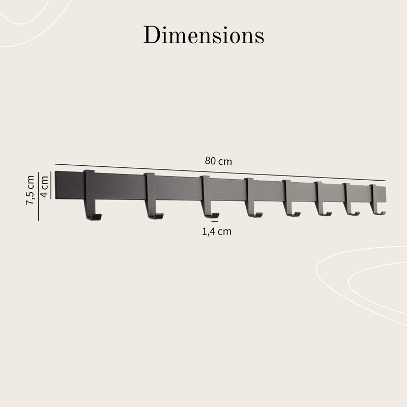 Aluminium Wall Mounted Coat Rack, Brown