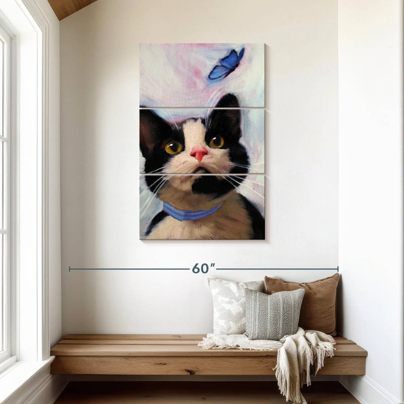 Chat et papillon Brampt, H 45 po x l 28 po