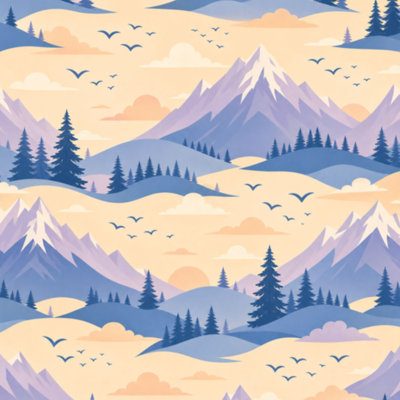 Papier peint adhésif pelez et collez, paysage de montagne, oiseaux de forêt, coucher de soleil l 17,7 po x H 118 po, papier auto-adhésif amovible pour les armoires de chambre de bébé