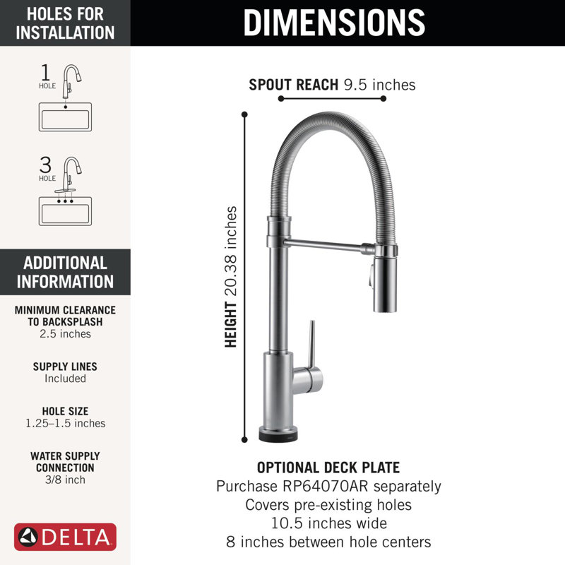 Trinsic Touch2O Kitchen Faucet with Touchless Technology, Arctic Stainless
