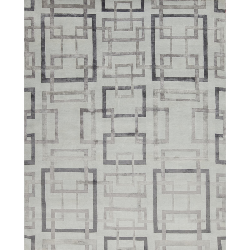 Modern Tibet Hand Knotted Geometric Area Rug, Rectangle 4' x 6'