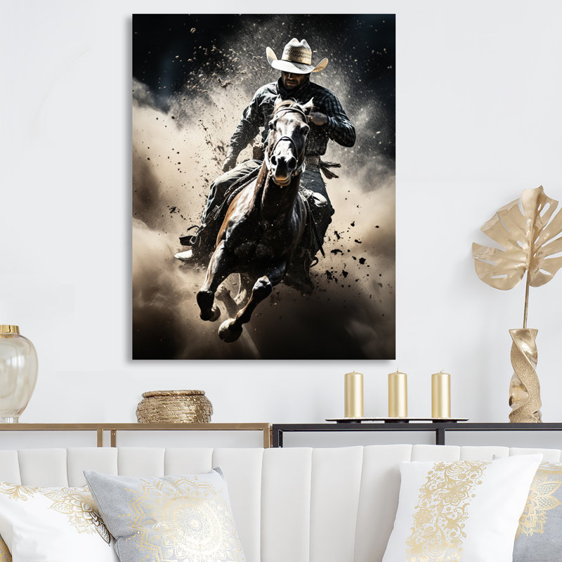Western Western Rodeo Spirit - Décoration murale en métal Western, H 20 po x l 12 po