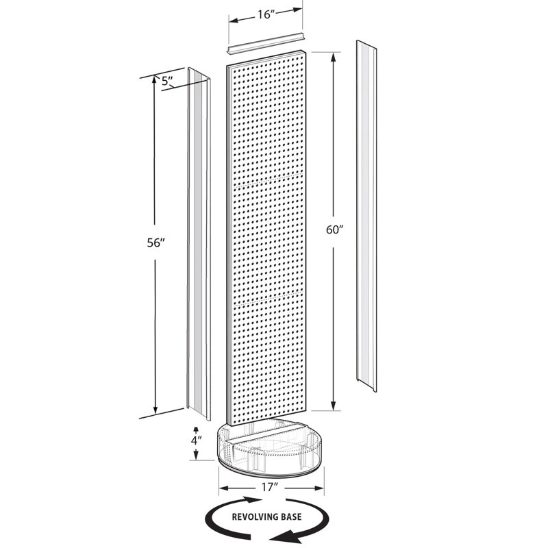 Yellow High-Density Polyethylene Two-Sided Pegboard Display Stand