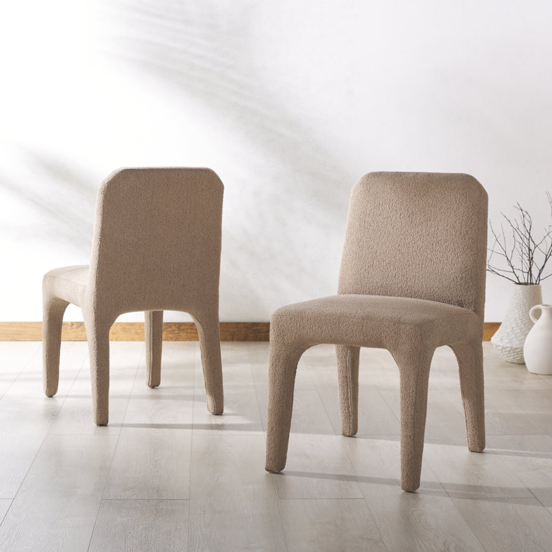 Maricelle Boucle Dining Chair, Light Brown