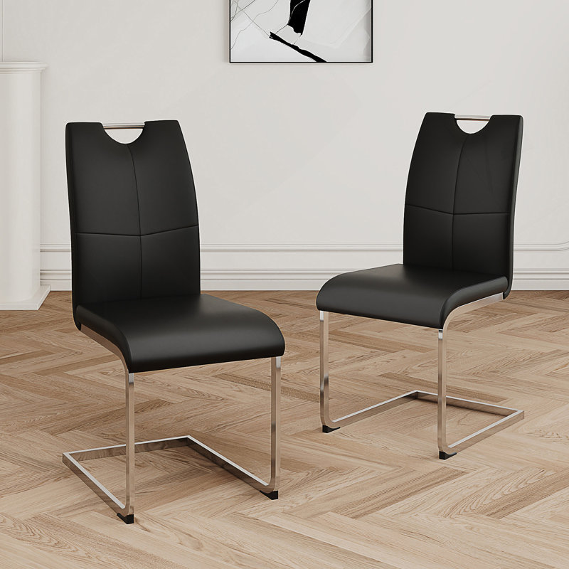 Modern Dining Chair(Set Of 2), Silver, Noir