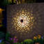 Lot de 2 lampes solaires d'extérieur en métal pour clôture et terrasse, motif mandala
