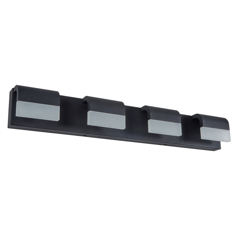 Barre d'éclairage de salle de bain 4 lumières DEL à intensité variable, noir moderne, Noir mat, 4