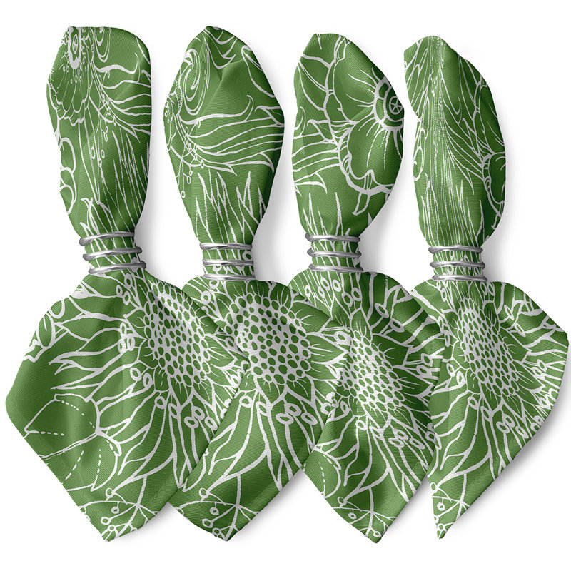 Chavi Polyester Floral Square Napkin, Green