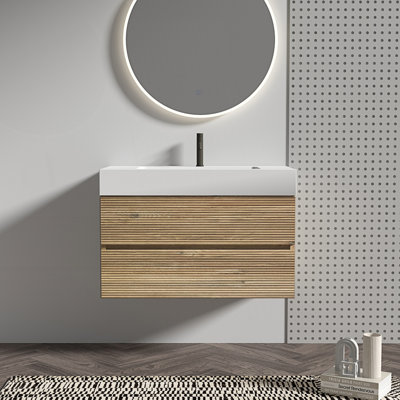 Meuble-lavabo de salle de bain avec lavabo à quartz et tiroirs souples