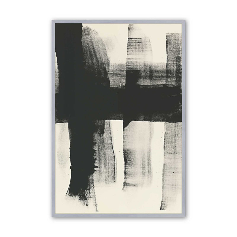 Imprimé charbon de bois Whisper II, Cadre en chrome poli, H 15,25 po x l 12,25 po