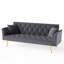 Canapé-lit pliable de style américain de 72 pouces en velours gris, multifonctionnel pour les petits salons Lit de style rétro, 3 appartements