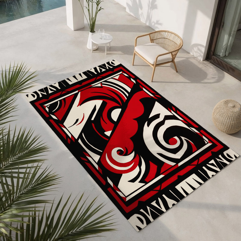 Tapis intérieur et extérieur Sinister Swirl, Rectangle 1 pi 6 po x 2 pi 6 po