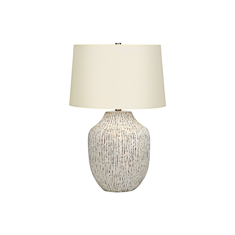 26"H Transitional Table Lamp, Cream Ceramic Base with Ivory/Cream Shade