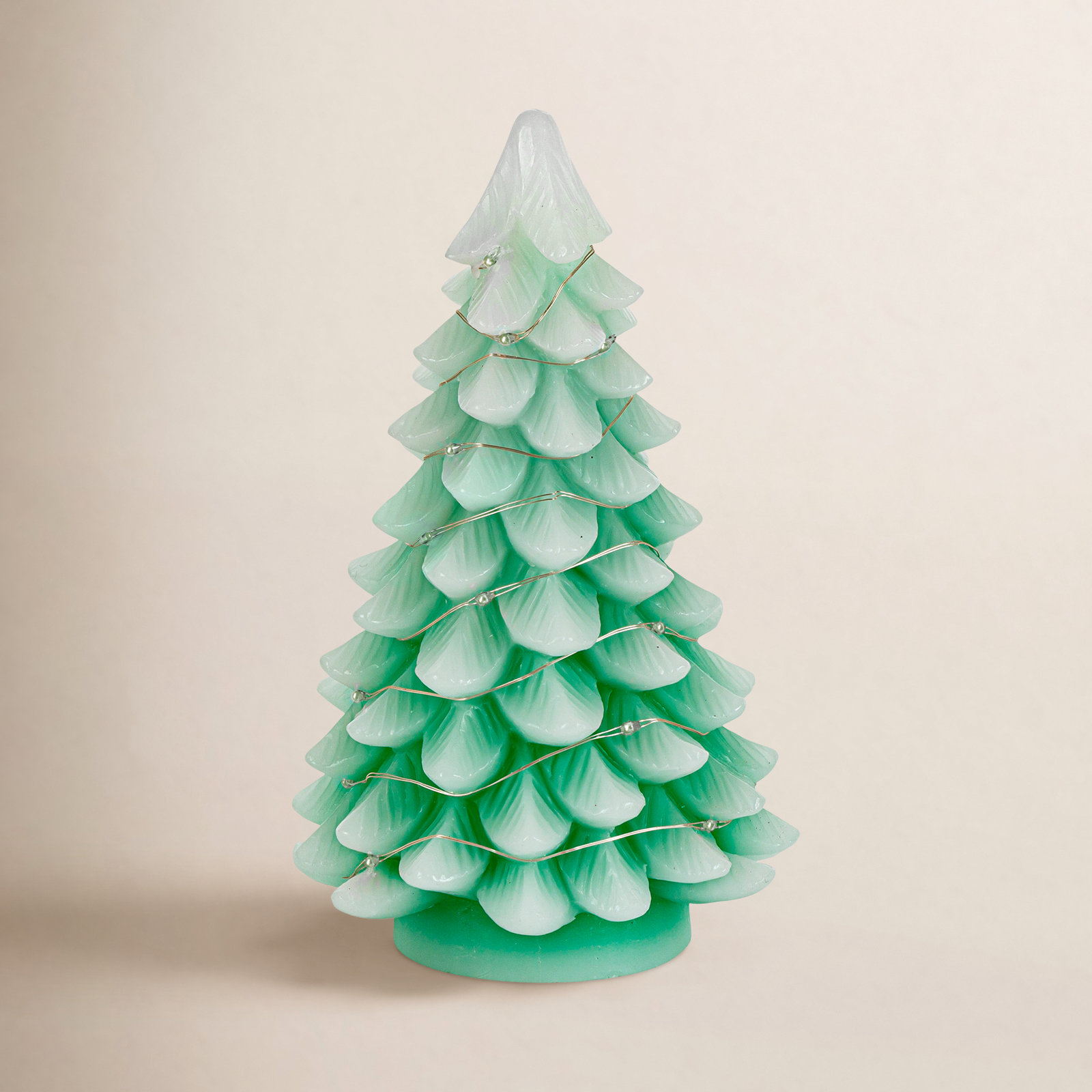 Color-Changing LED Wax Tabletop Tree, Green