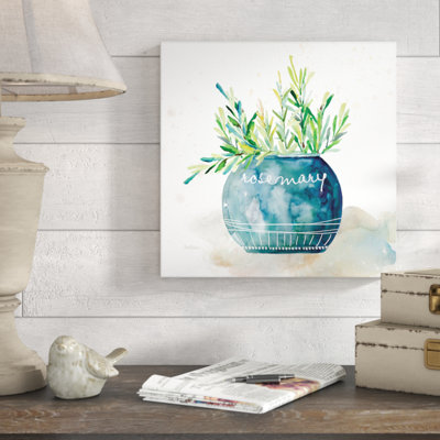 « poted rosemary », reproduction de peinture à l’aquarelle sur toile tendue