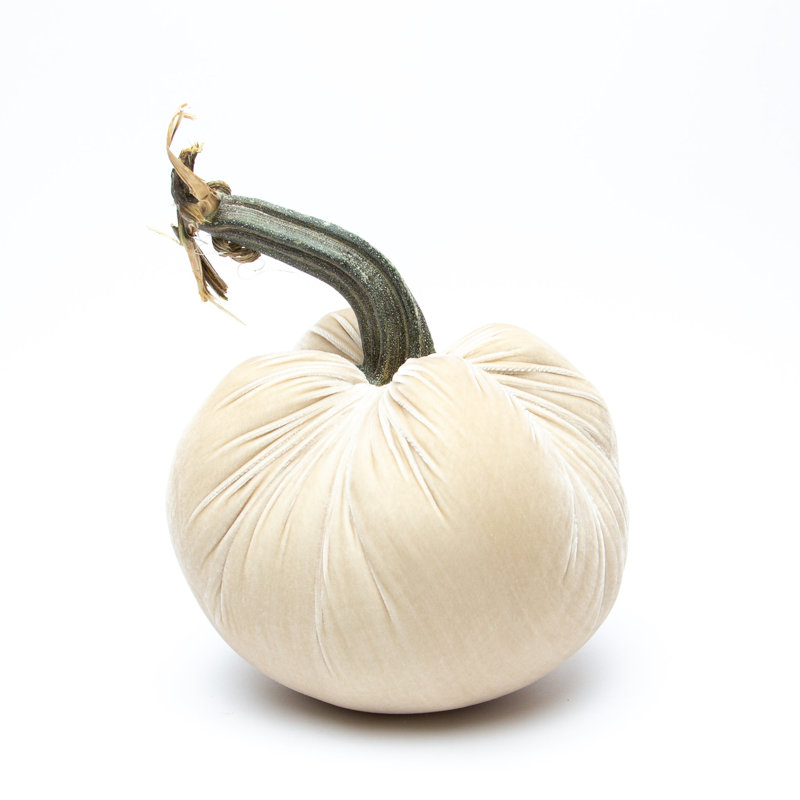 Cream Silk Velvet Pumpkin, 16" H x 13" W x 13" D