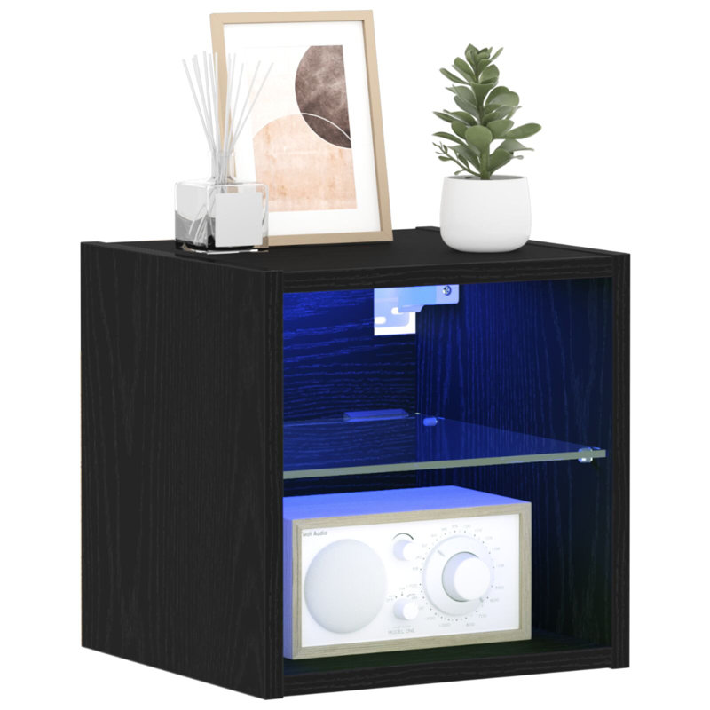 Manufactured Wood Bedside Table, Black