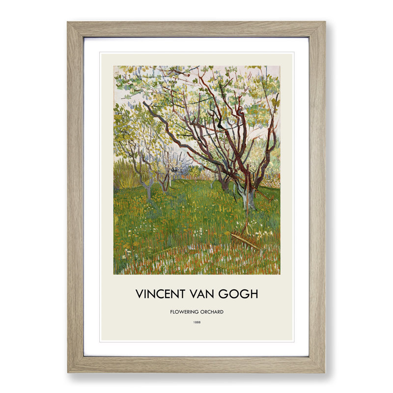 Flowering Orchard by Vincent Van Gogh - Single Picture Frame Print, 65cm H x 48cm W x 2cm D, Oak Framed