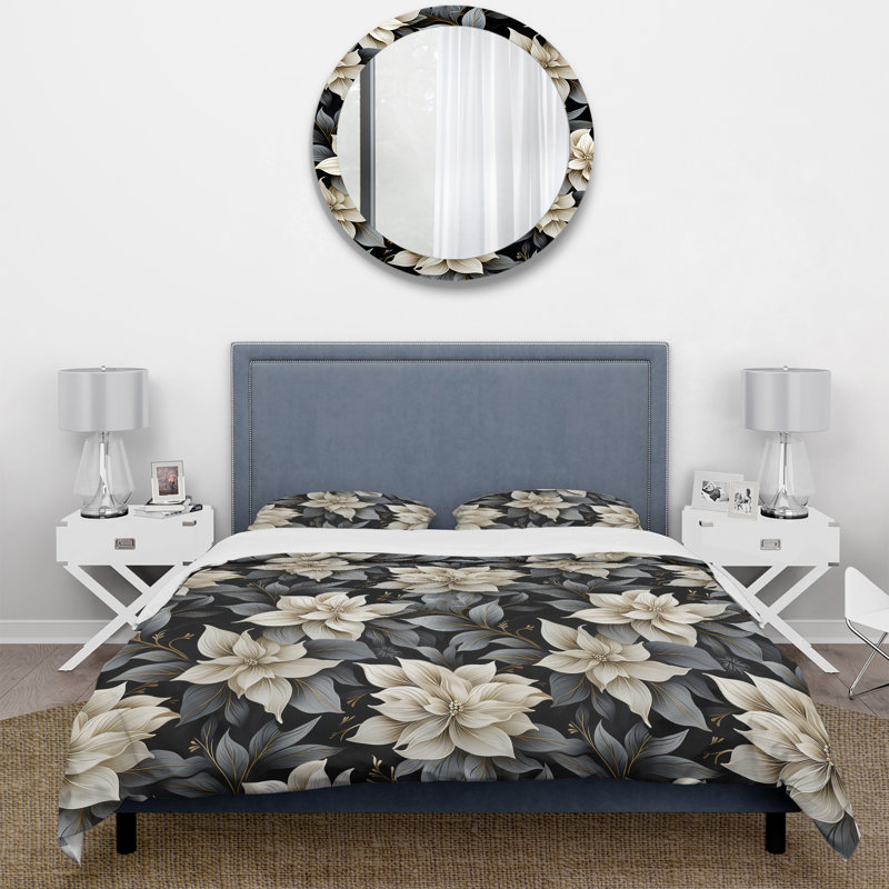Literie ombragée Serenade Moody I Bedding, Housse de couette pour grand lit et 2 taies décor