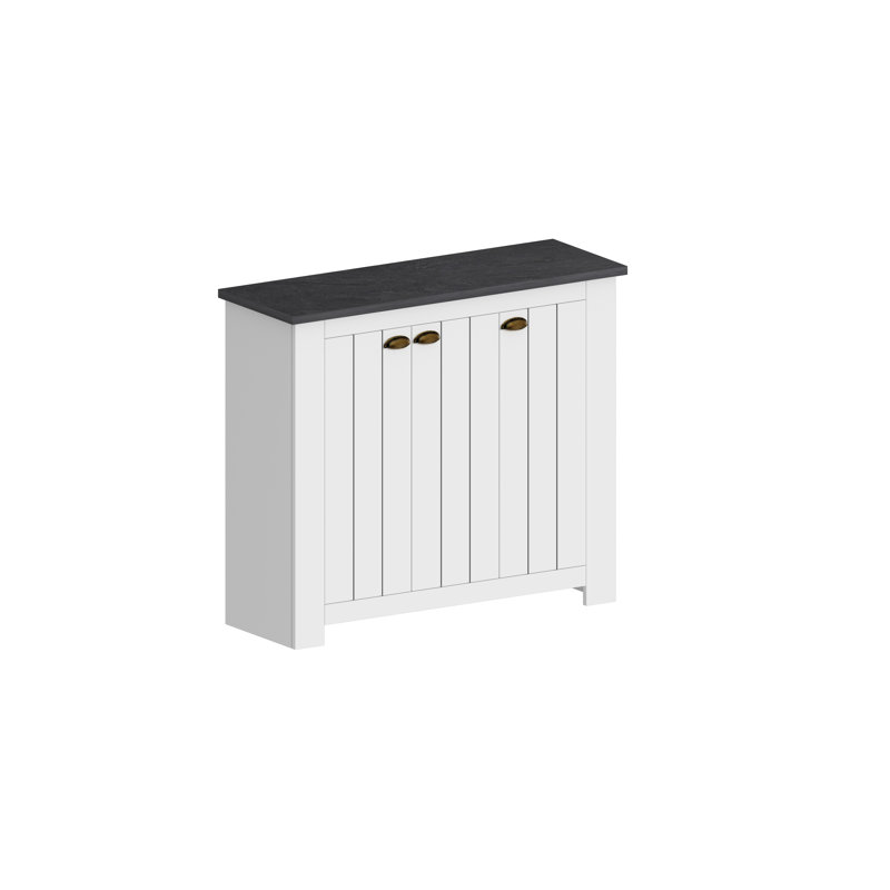 30 Pair Shoe Storage Cabinet, White/Grey