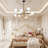 Asumi 8 - Light Modern Sputnik Linear Chandelier With Milky White Glass Shade-1298739264