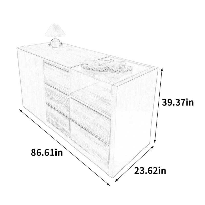 Log Style Display Cabinets, 39.37" H x 86.61" W x 23.62" D