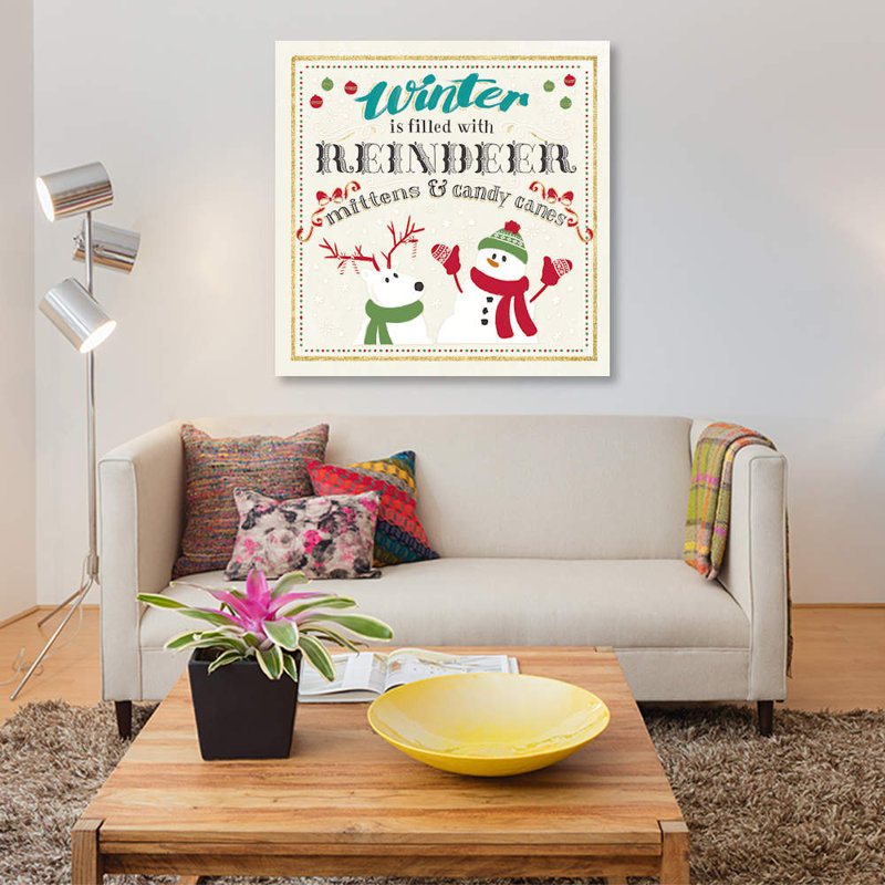 « winter wonderland on white i », art textuel sur toile, H 18 po x l 18 po x P 1,5 po, Toile tendue, Pas de tapis