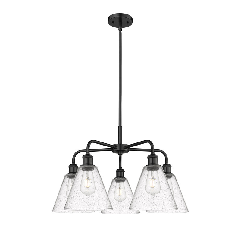 Lustre conique à 5 lumières Mallery, Noir mat