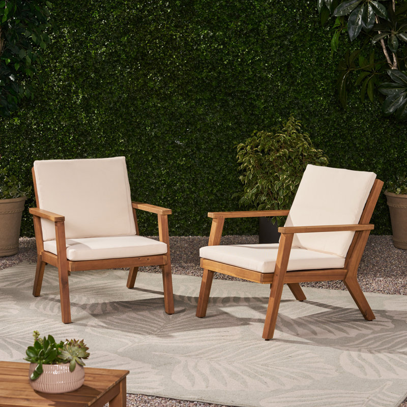 Chaises longues confortables de patio en bois d'acacia, style moderne pour l'extérieur