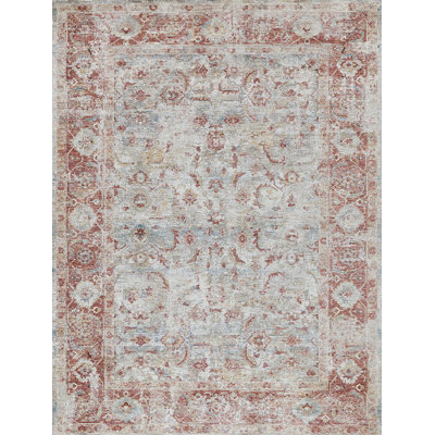 Antique Loom Blue/Rust Polyester powerloom Area Rug