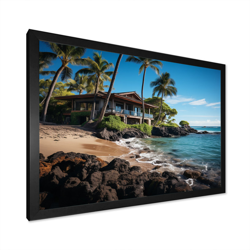 «Hawaii Island Retreat», reproduction sur toile, Cadre simple noir, H 12 po x l 20 po x P 1 po