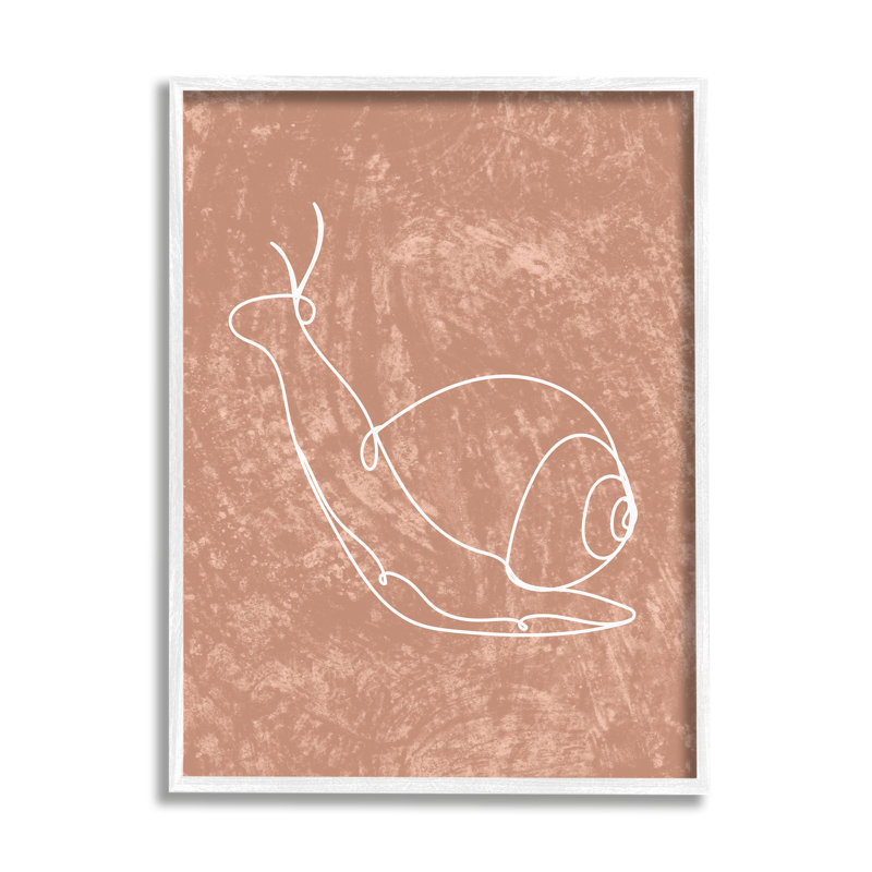 Ba-280, dessin d'escargot encadré, Giclée encadrée blanc bord de mer, H 14 po x l 11 po x P 1,5 po