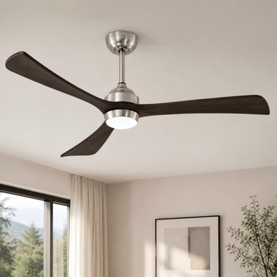 Ventilateur de plafond de 62 po à 3 pales en bois massif avec lumière et télécommande