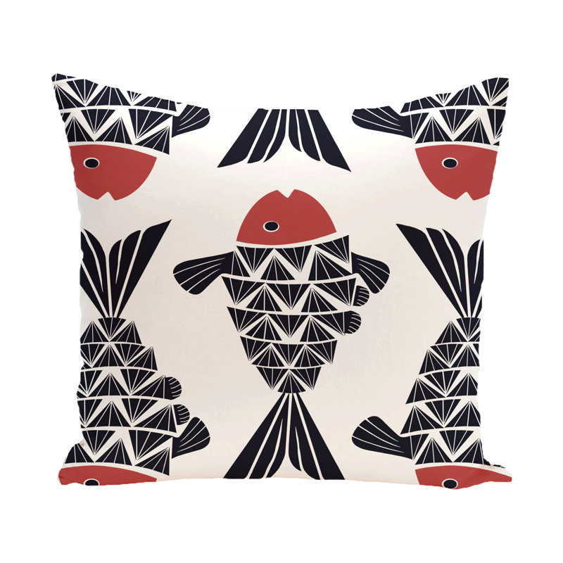Beach Vacation Reversible Throw Pillow, Navy Blue, 18" H x 18" W