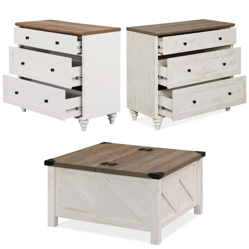 Allyssa 3 Piece Farmhouse Coffee Table Set