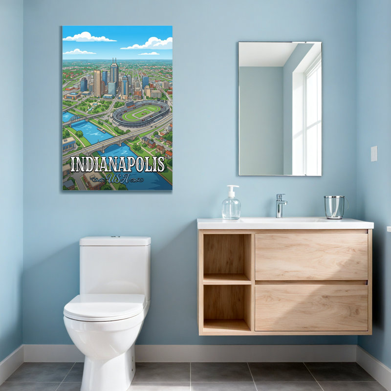 Scènes et paysages urbains Indianapolis Cityscape Skyline River Bridge Stadium, H 36 po x l 24 po