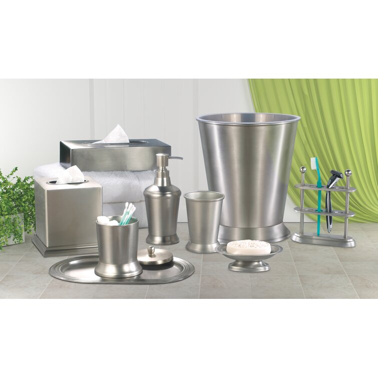 Better Trends Trier Bath Accessories Stainless Steel in Solid Colors - 8 Piece Set - White