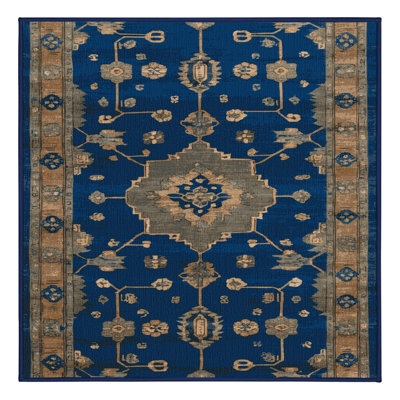Tapis bleu lavé à la machine