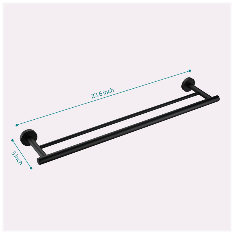 Barre à serviettes 23,6 po, Noir mat