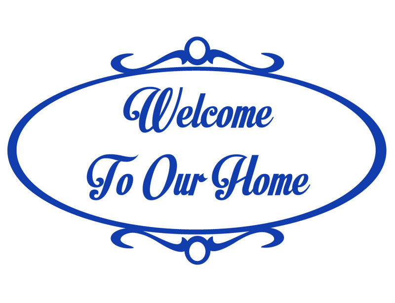 Décalcomanie murale welcome to home, H 36 po x l 60 po x P 0,01 po, Bleu foncé