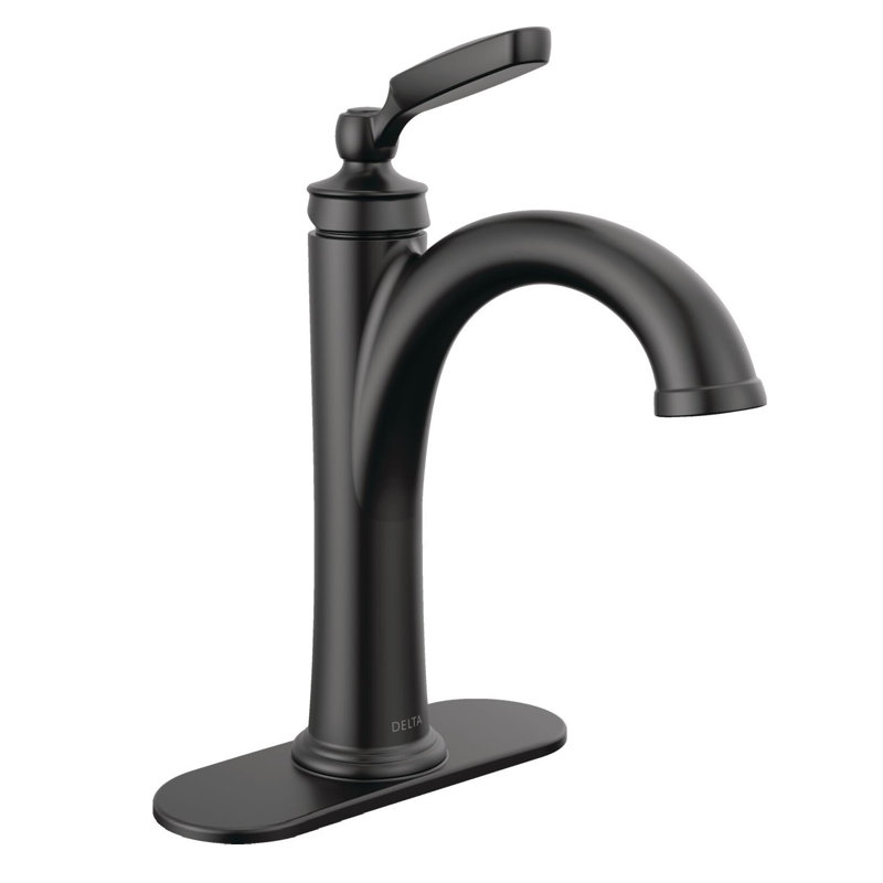 Woodhurst Single Hole Bathroom Faucet with Drain Assembly, Matte Black
