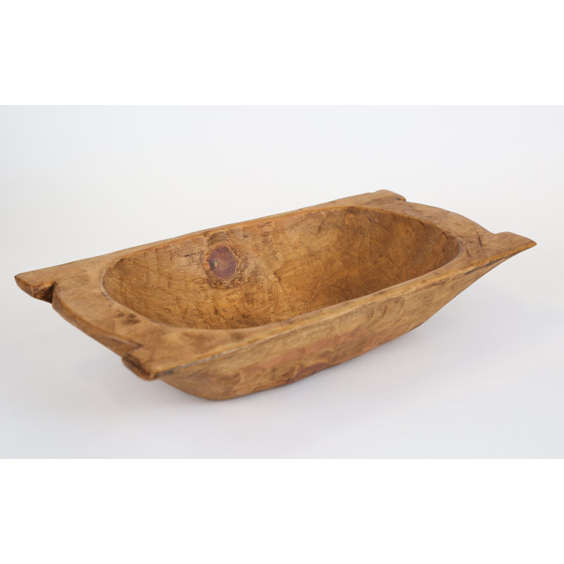 Valentia Hand-Carved Solid Wood Rectangular Decorative Bowl, Dark brown