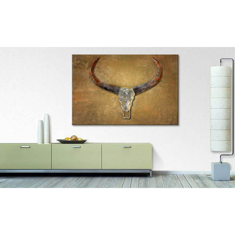 Bull Skull - Wrapped Canvas Print, 80cm H x 100cm W x 2cm D, 100% cotton canvas