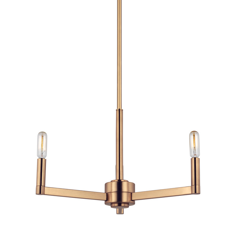 Ayansh Fullton Chandelier, Satin Brass, 10.5"H x 10"W x 10"D