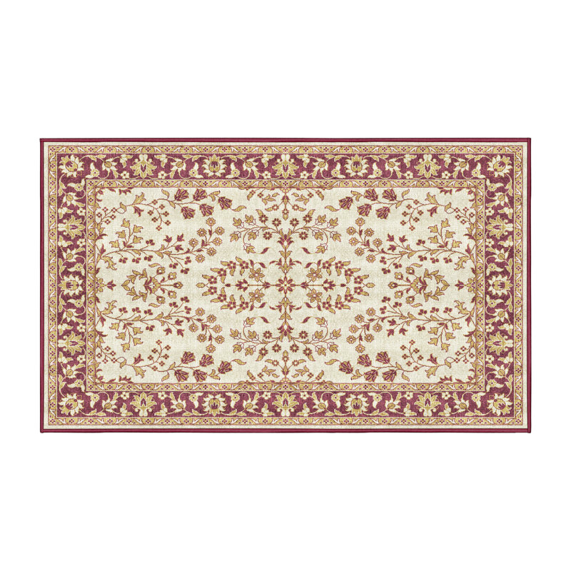 Tapis oriental en chenille / polyester tissé à la main Deshan, Rectangle 4 pi x 6 pi