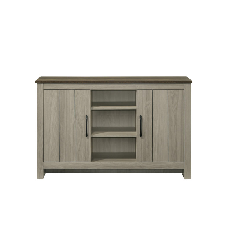 Console en chêne gris de 47 po Nyla, buffet, buffet avec tablettes et portes d'armoire