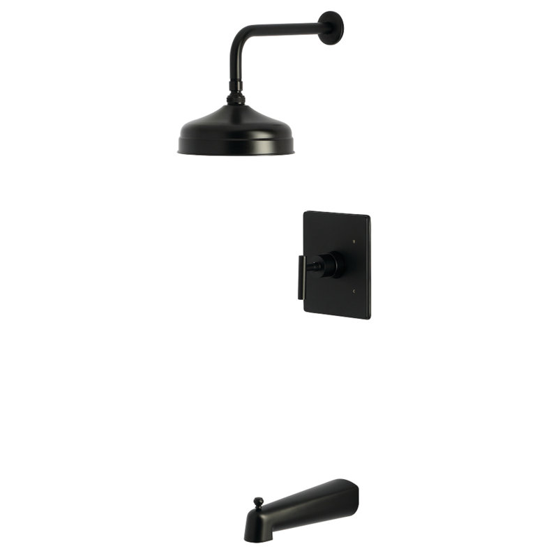 Robinet de baignoire et douche à pression équilibrée à poignée simple Kingston Brass Kingston, Noir mat