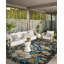 Tapis décoratif moderne à motif de fleurs de pivoines crème Paris-348861053