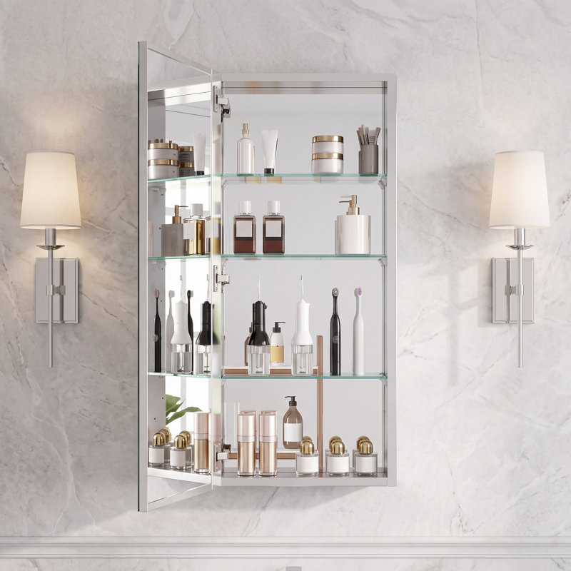 Armoire à pharmacie 16 po x 36 po en aluminium encastré et à fixation en surface, 16''