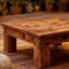 Table basse carrée en bois massif rétro brun-noisette-228492506